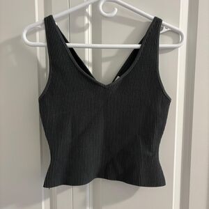 Babaton Sculpt Knit Double V Tank Smoky Emerald Green (M)